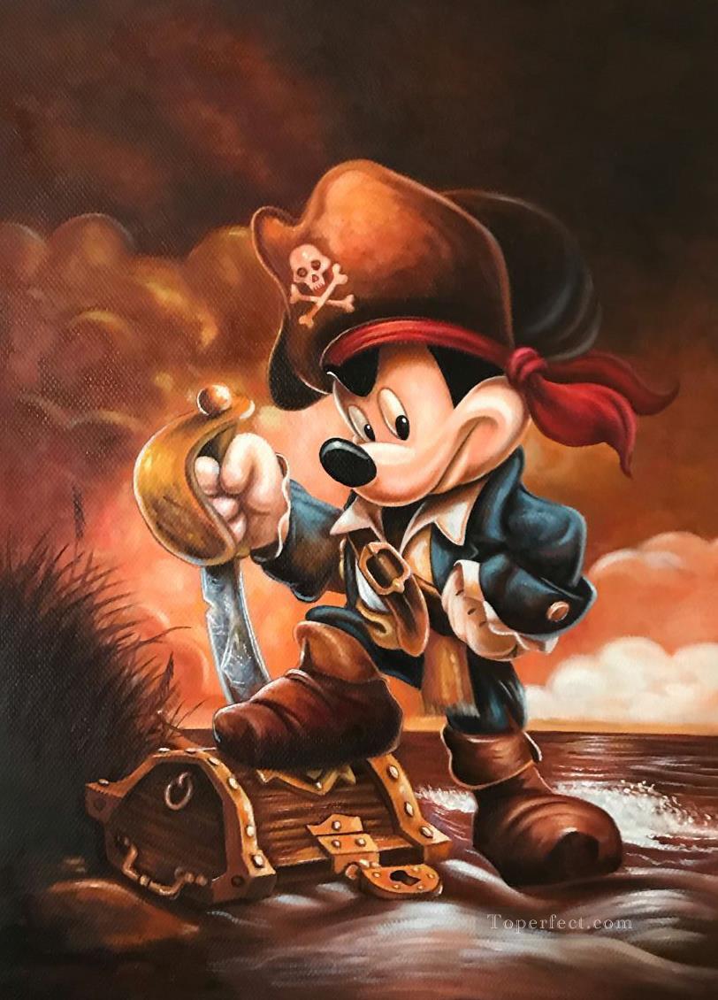 Pirate Mickey Karikatur Ölgemälde